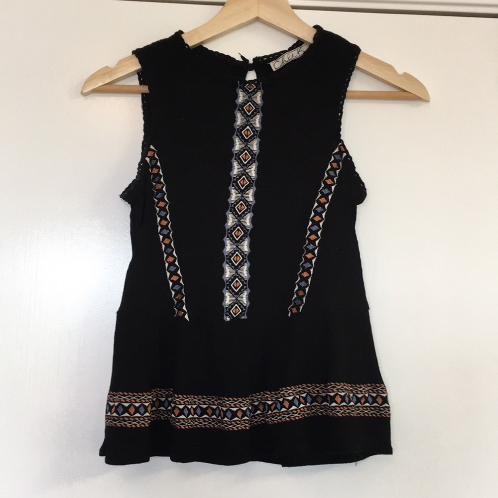 Nordstrom Black Tribal Print Top